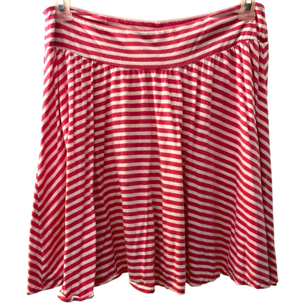Old Navy Pink and White Striped Skirt Size Medium 80% Cotton 20% Mudal